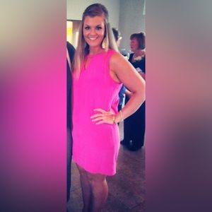 Electric pink silk dress